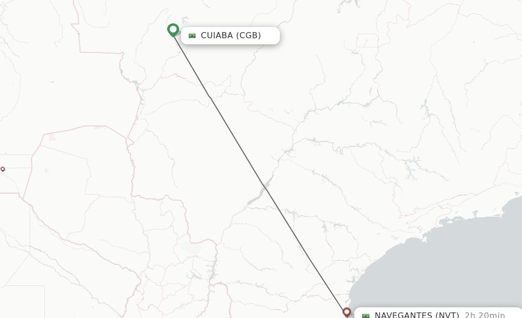 Flights from Cuiaba to Navegantes route map