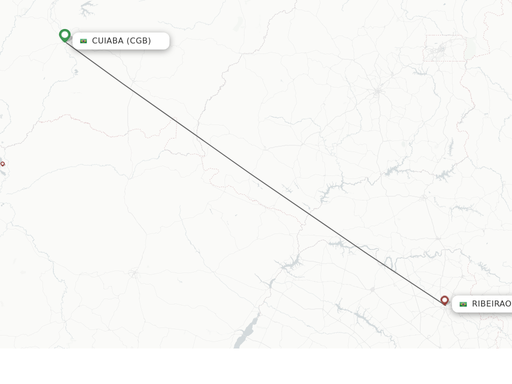 Flights from Cuiaba to Ribeirao Preto route map