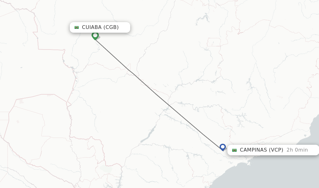 Flights from Cuiaba to Campinas route map