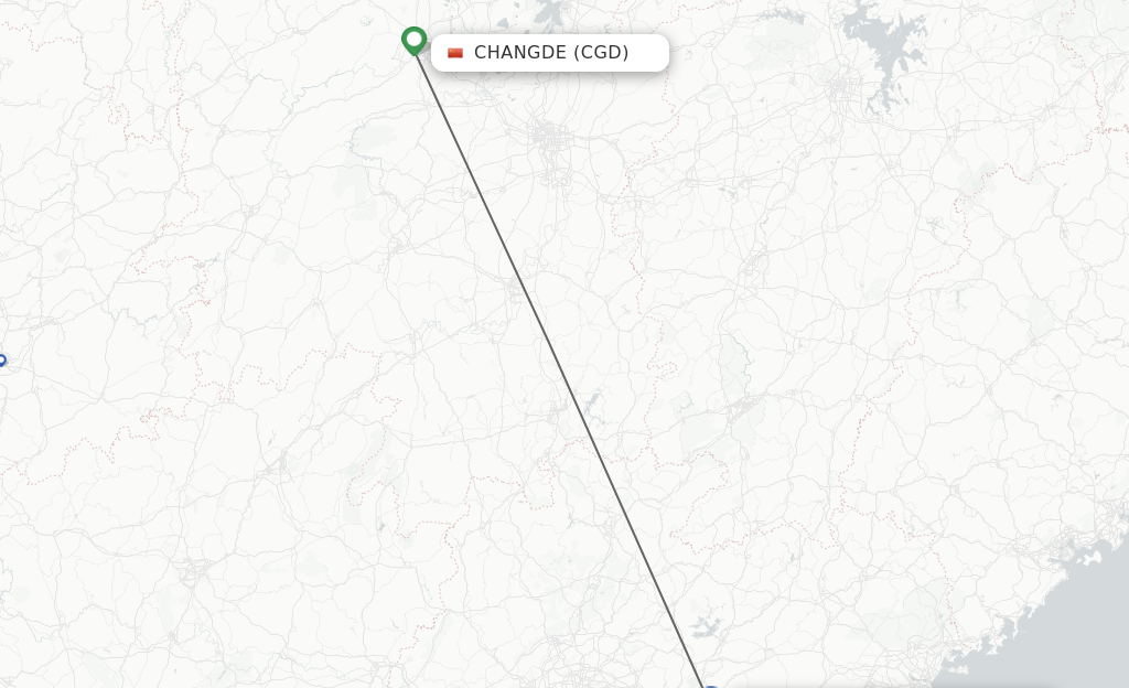 Flights from Changde to Huizhou route map