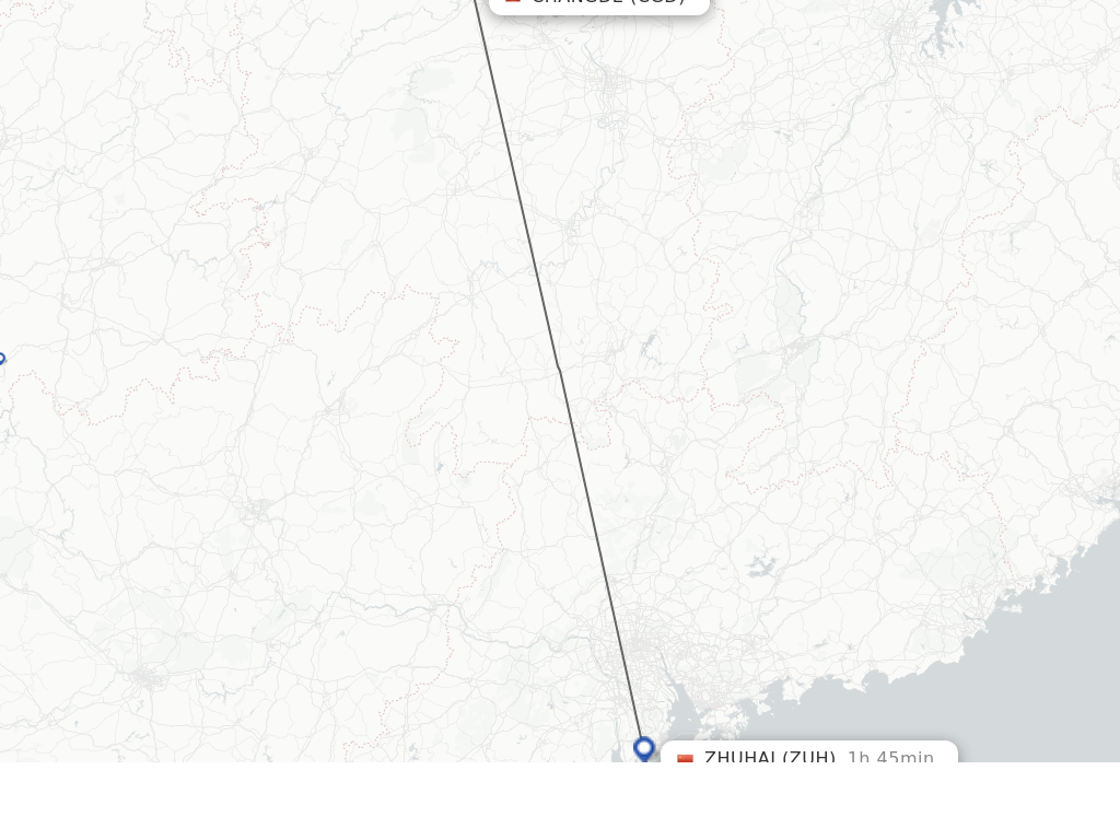 Flights from Changde to Zhuhai route map