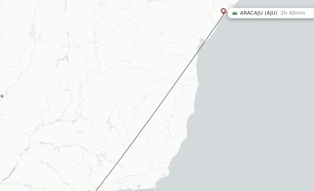 Flights from Sao Paulo to Aracaju route map