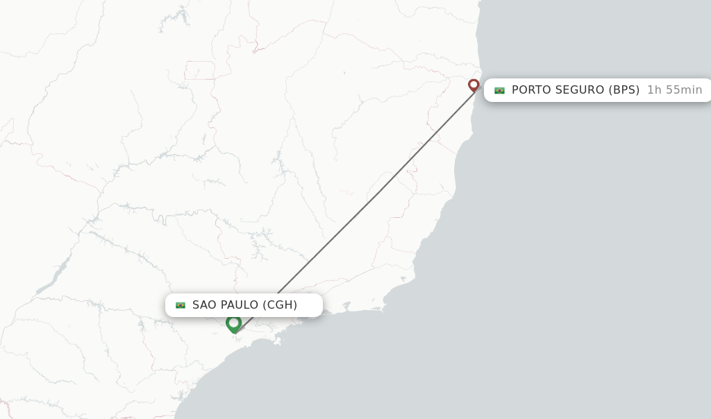 Flights from Sao Paulo to Porto Seguro route map
