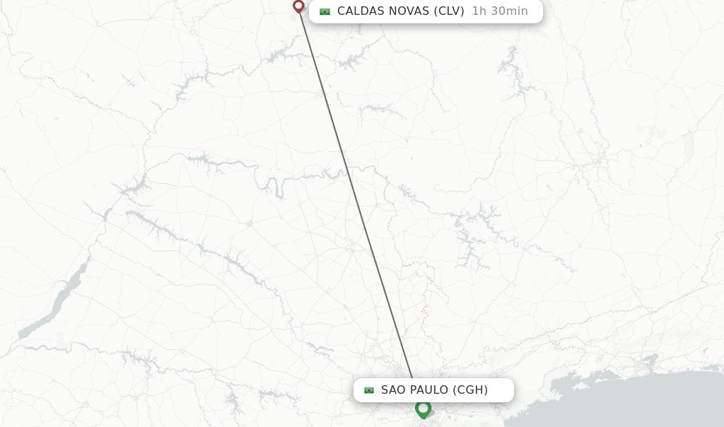 Flights from Sao Paulo to Caldas Novas route map