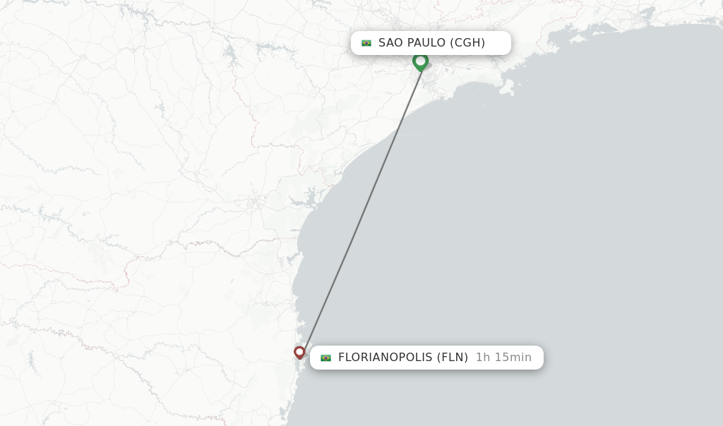 Flights from Sao Paulo to Florianopolis route map