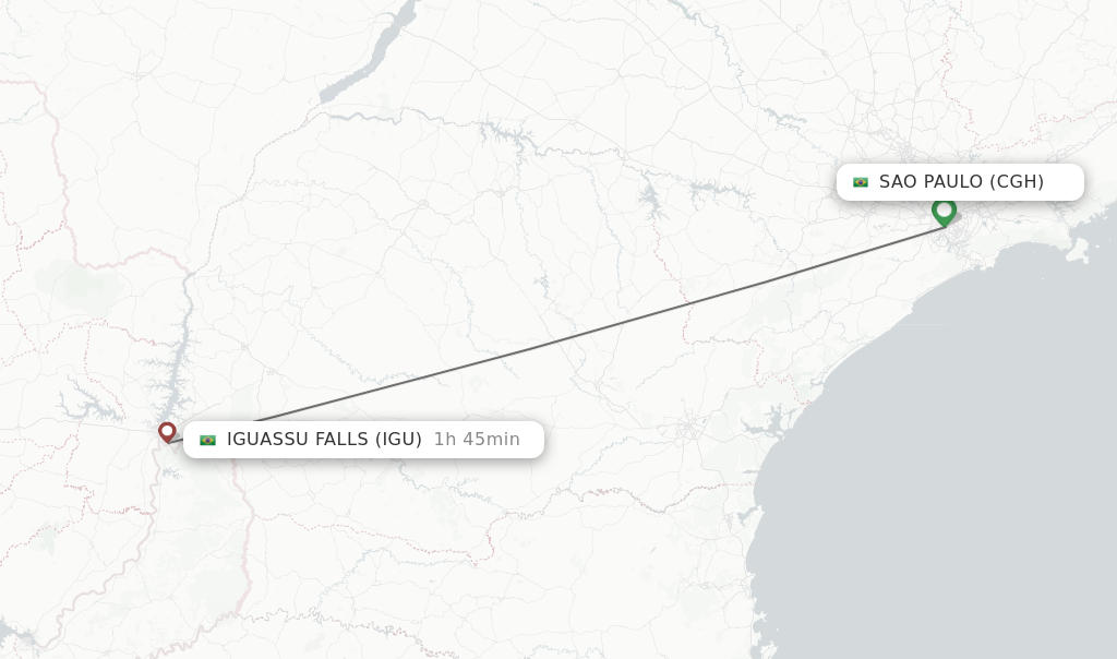 Flights from Sao Paulo to Iguassu Falls route map