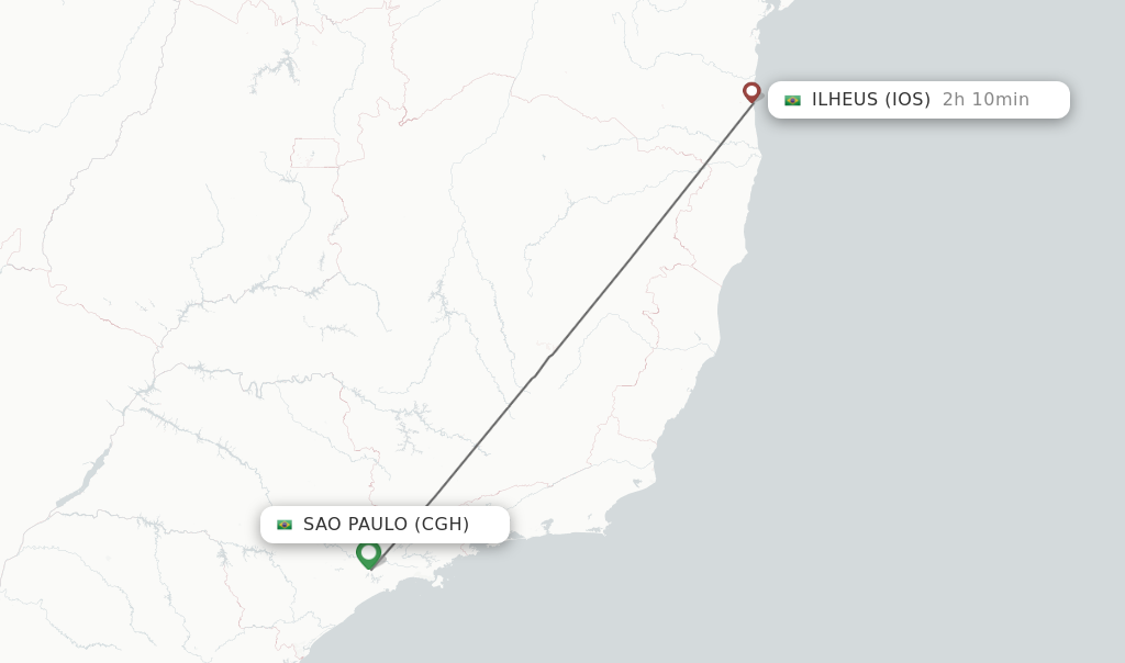 Flights from Sao Paulo to Ilheus route map