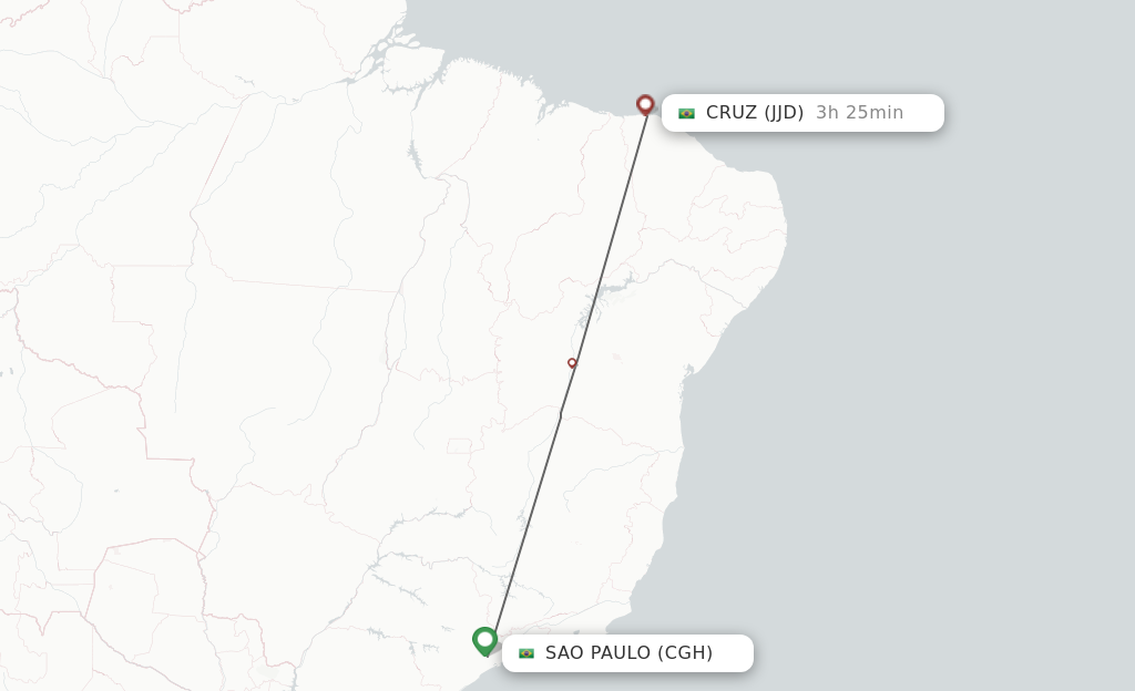 Flights from Sao Paulo to Cruz route map