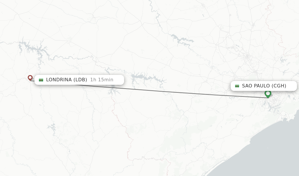 Flights from Sao Paulo to Londrina route map