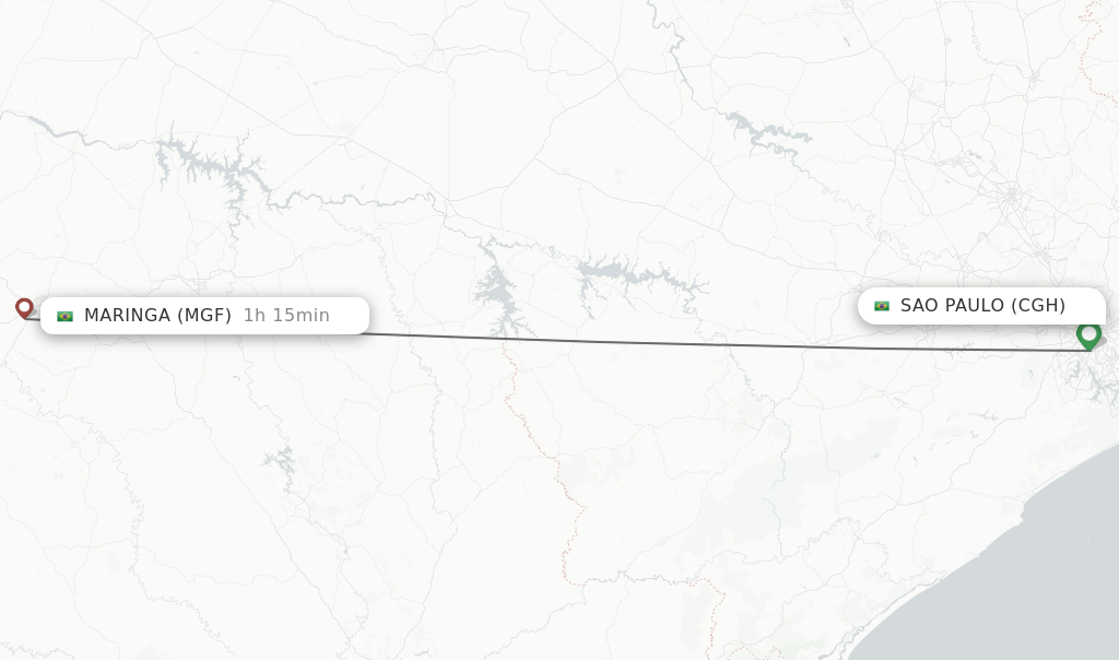 Flights from Sao Paulo to Maringa route map