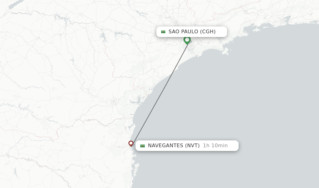 Flights from Sao Paulo to Navegantes route map