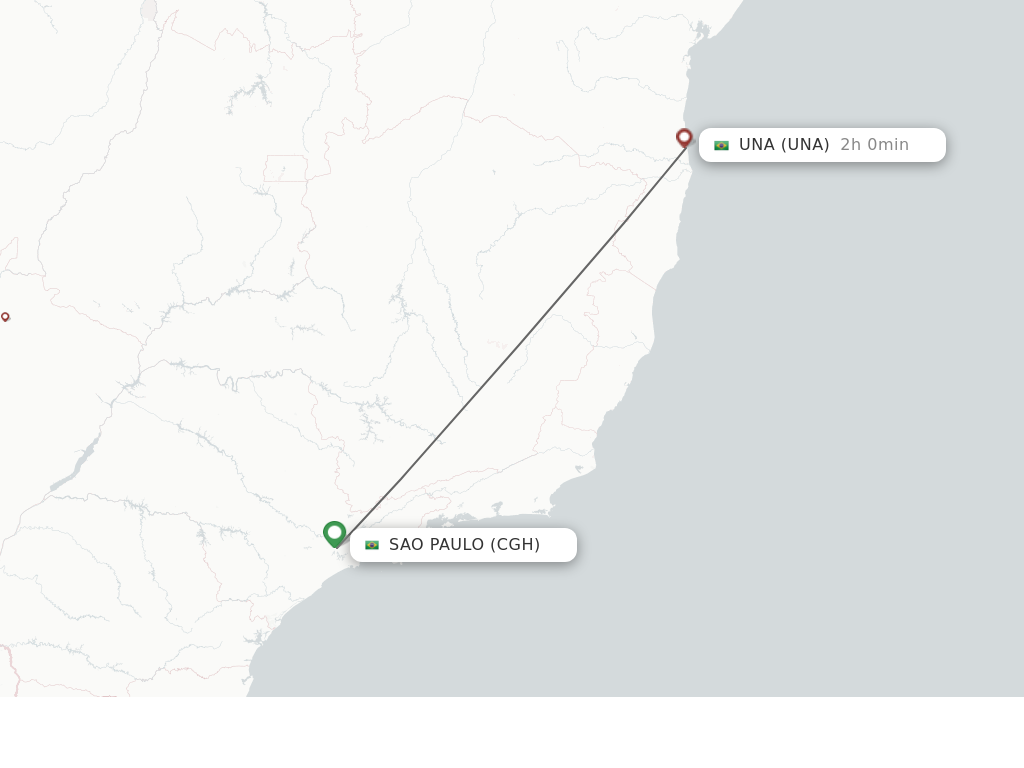 Flights from Sao Paulo to Una route map