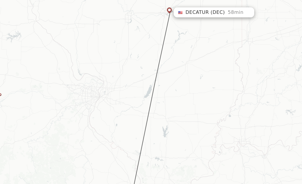 Flights from Cape Girardeau to Decatur route map