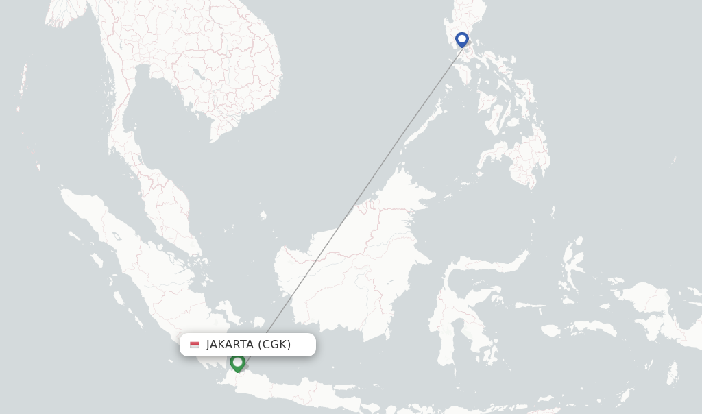 Route map with flights from Jakarta with Cebu Pacific