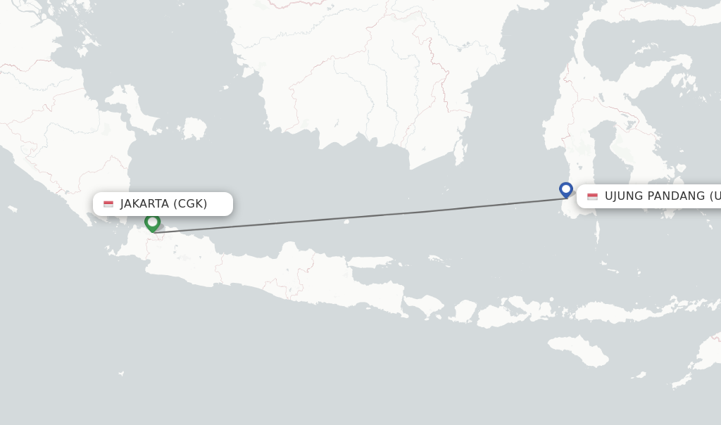 Direct (non-stop) flights from Jakarta to Ujung Pandang - schedules ...
