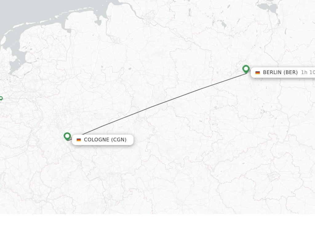 Flights from Cologne to Berlin route map