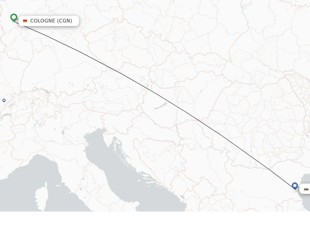 Flights from Cologne to Burgas route map