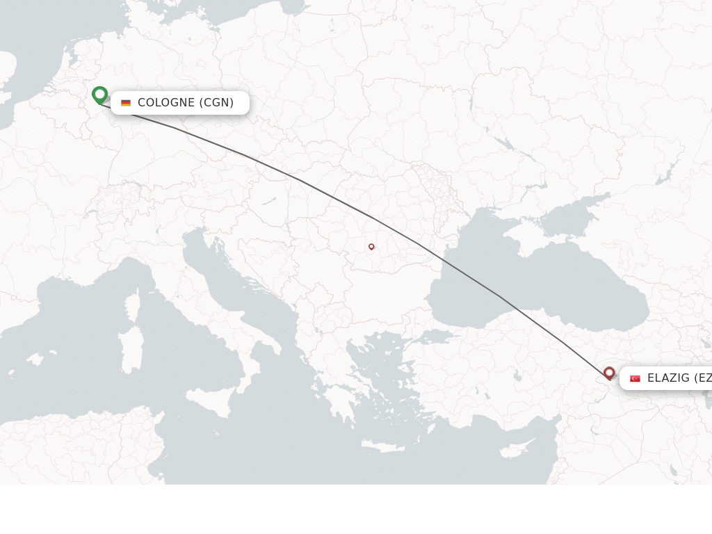 Flights from Cologne to Elazig route map
