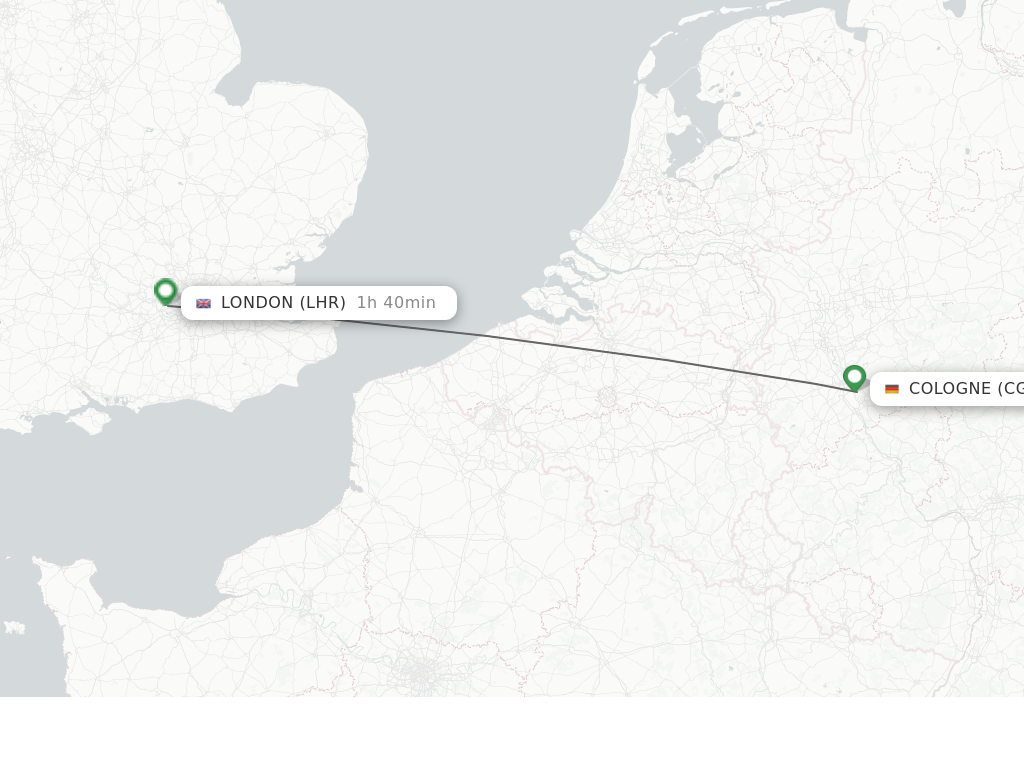Flights from Cologne to London route map