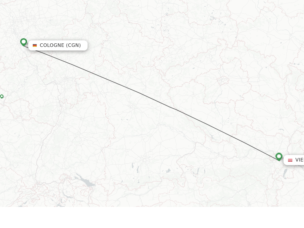 Flights from Cologne to Vienna route map