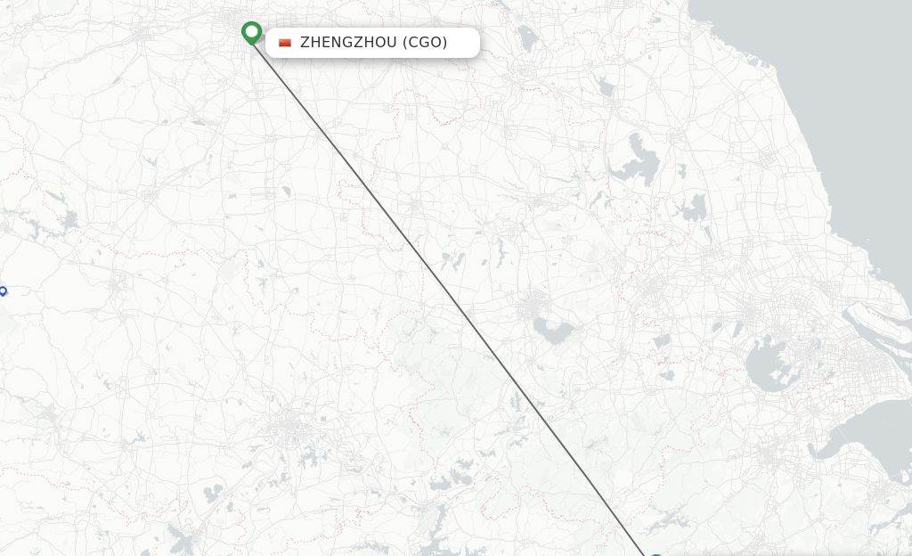 Flights from Zhengzhou to Quzhou, Zhejiang Province route map