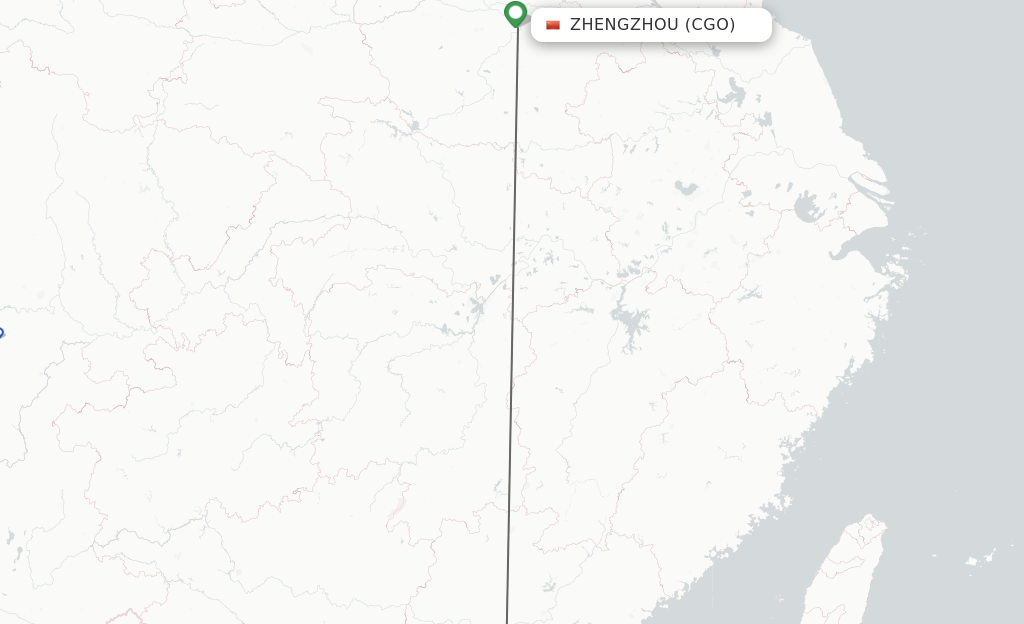 Flights from Zhengzhou to Macau route map