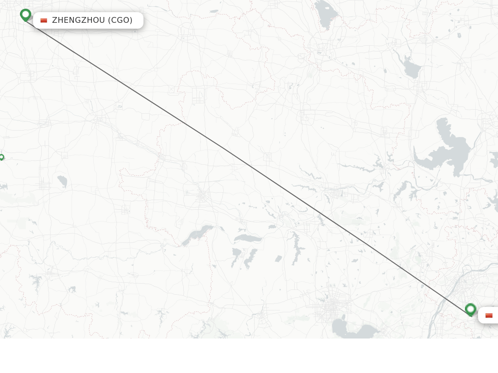 Flights from Zhengzhou to Nanjing route map
