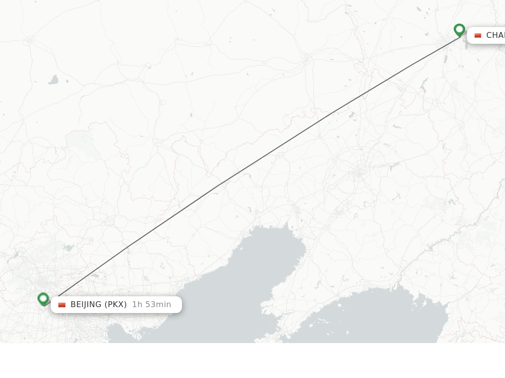Flights from Changchun to Beijing route map