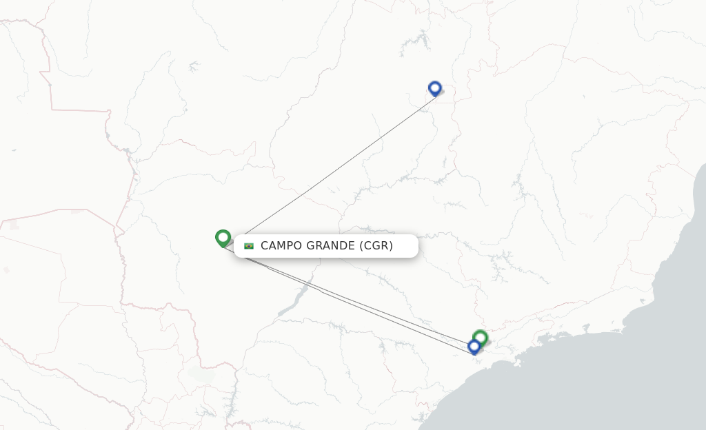 Route map with flights from Campo Grande with LATAM Airlines