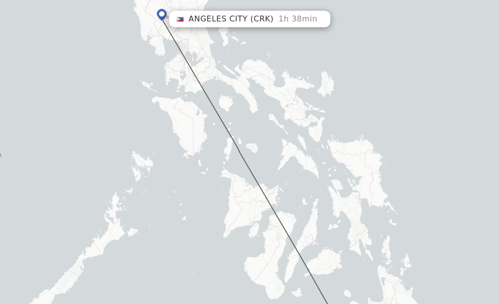 Flights from Cagayan De Oro to Angeles route map