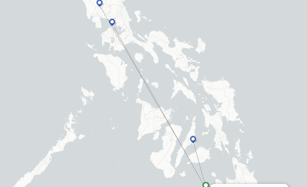 Route map with flights from Cagayan De Oro with Philippines AirAsia