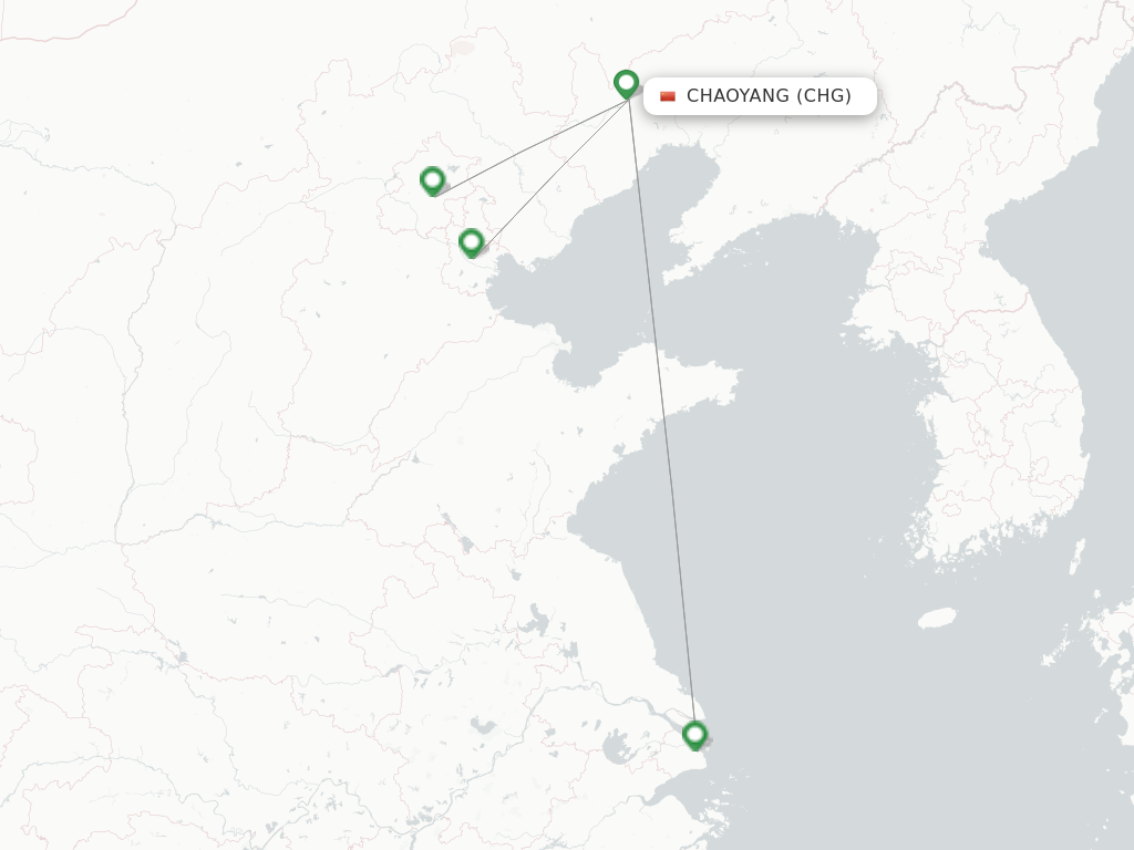 Flights from Chaoyang to Qingdao route map