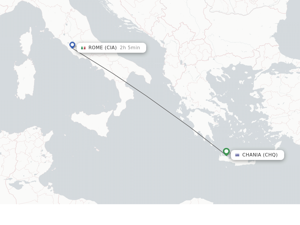 Flights from Chania to Rome route map