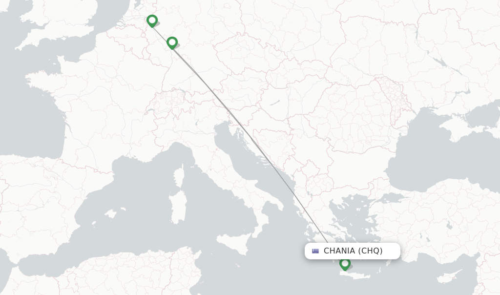 Route map with flights from Chania with Condor