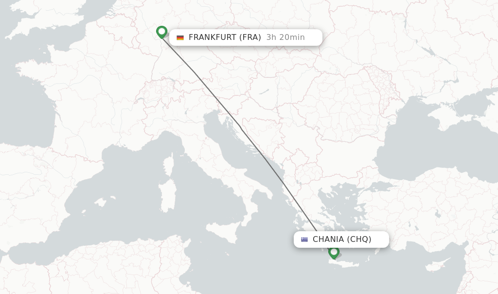 Flights from Chania to Frankfurt route map