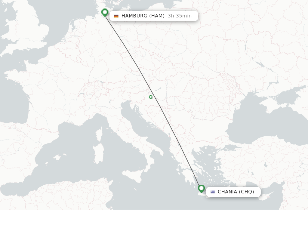 Flights from Chania to Hamburg route map