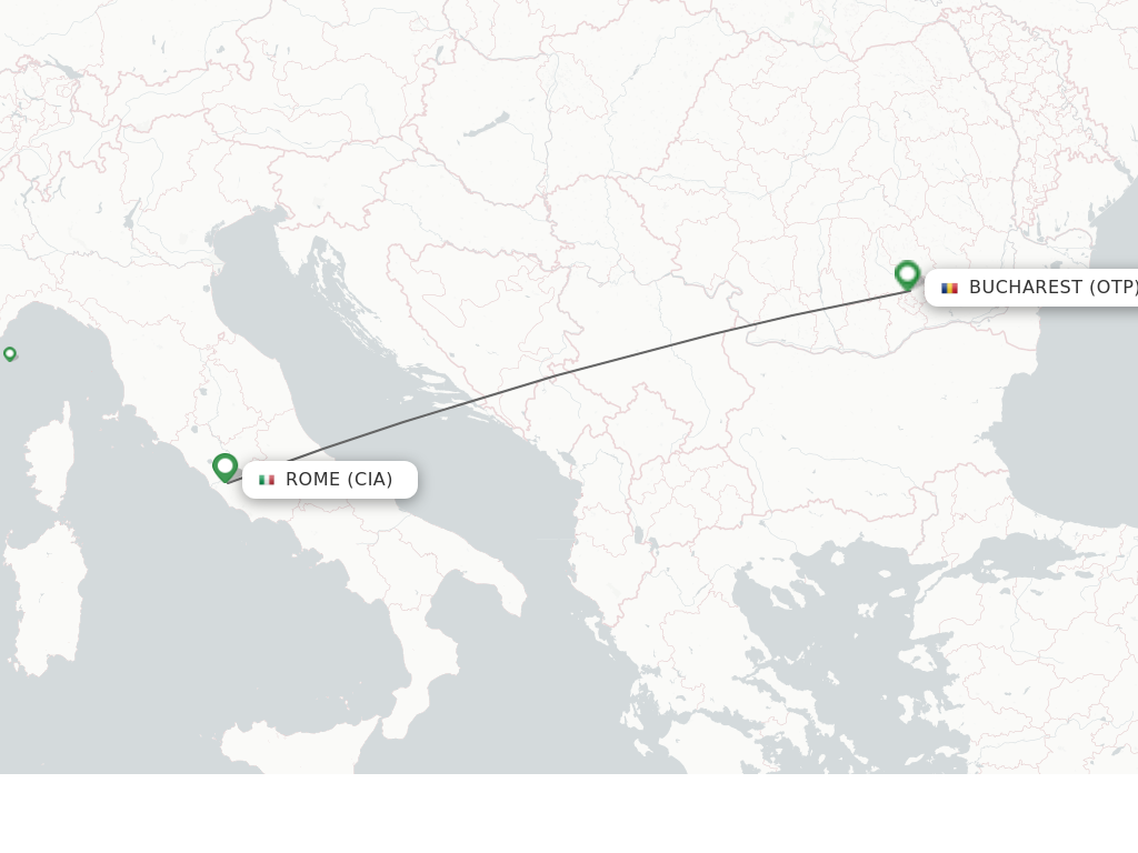 Flights from Bucharest to Rome route map