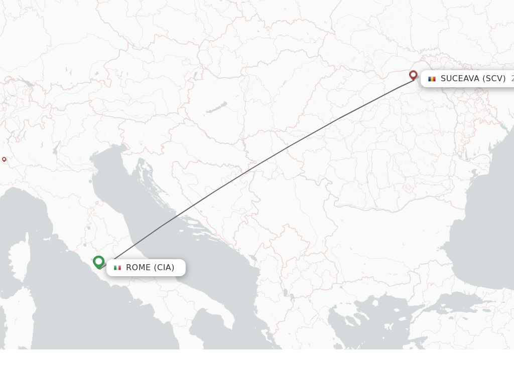 Flights from Rome to Suceava route map