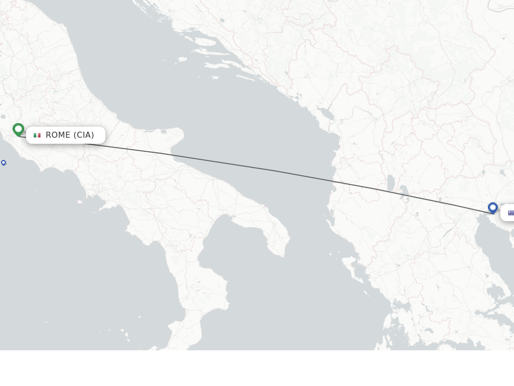 Flights from Thessaloniki to Rome route map