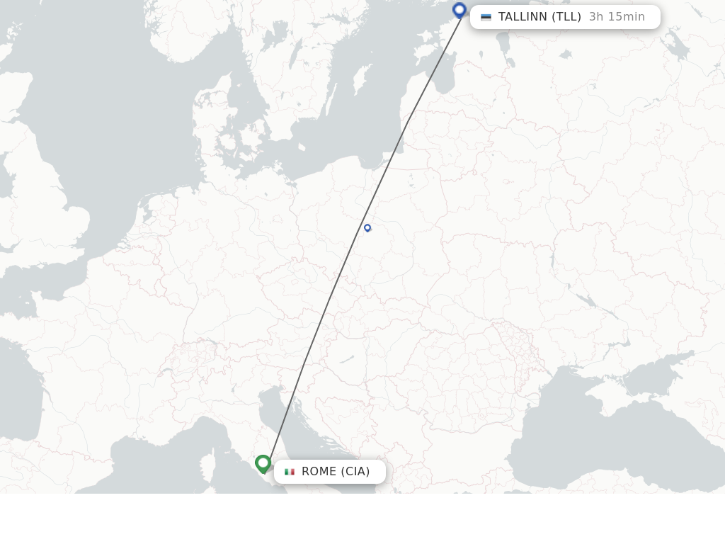 Flights from Rome to Tallinn route map