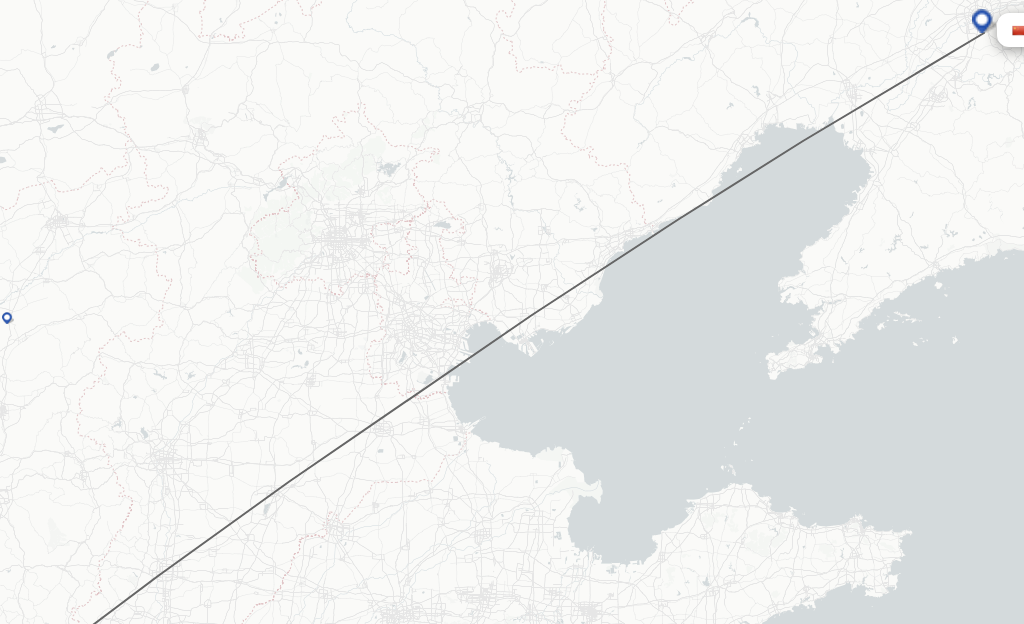 Flights from Changzhi to Shenyang route map