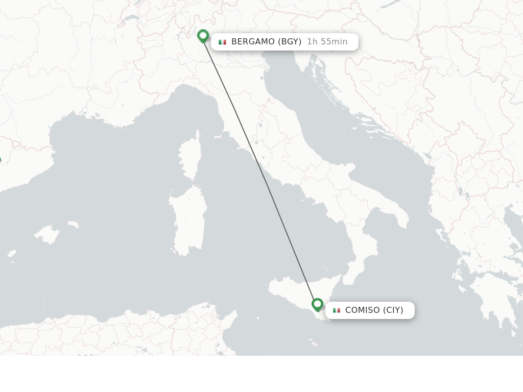 Flights from Comiso to Milan route map