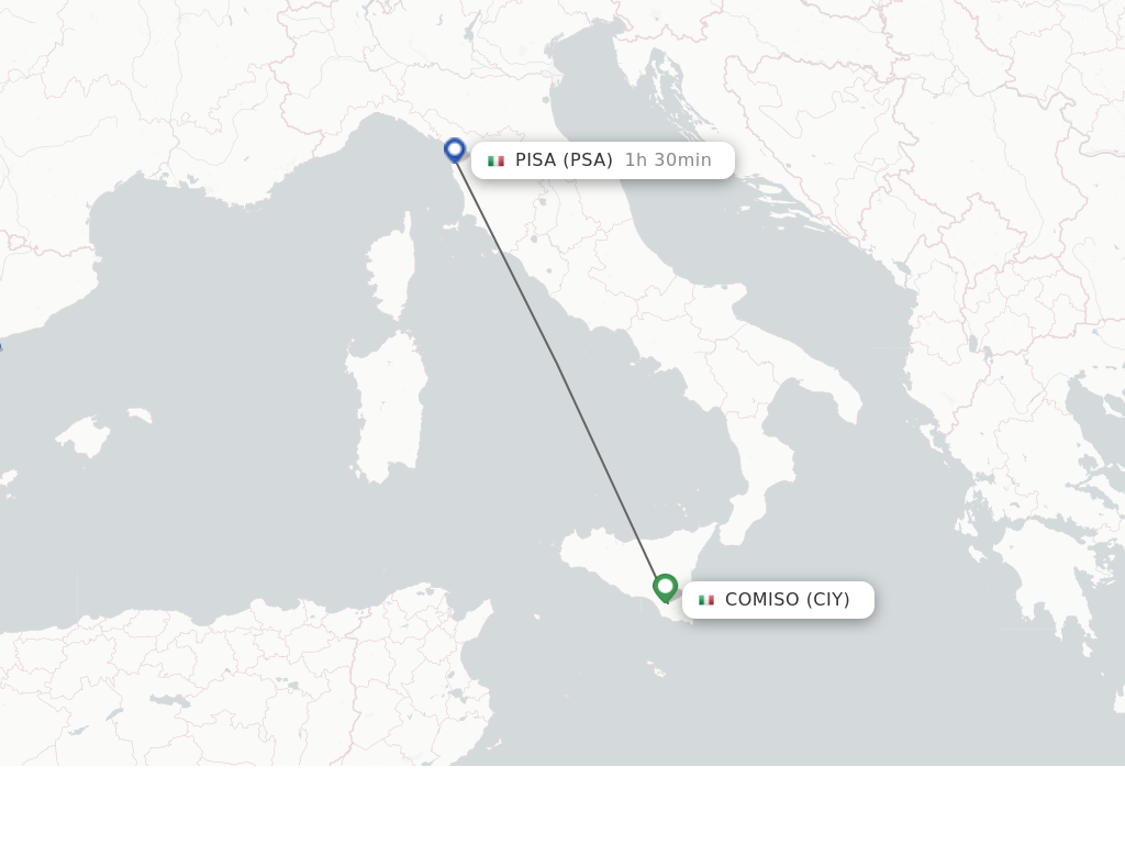 Flights from Comiso to Pisa route map