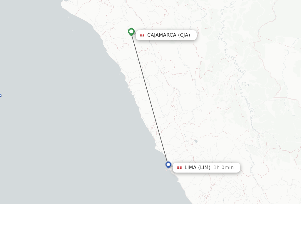 Flights from Cajamarca to Lima route map