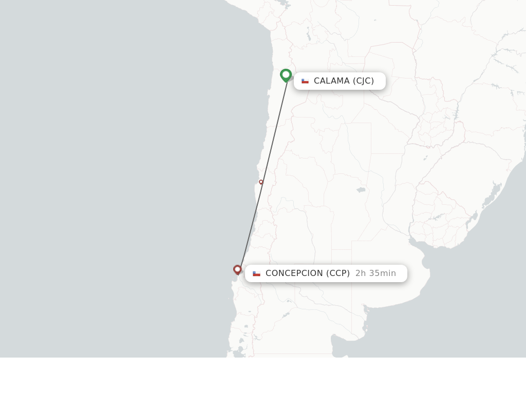 Flights from Calama to Concepcion route map