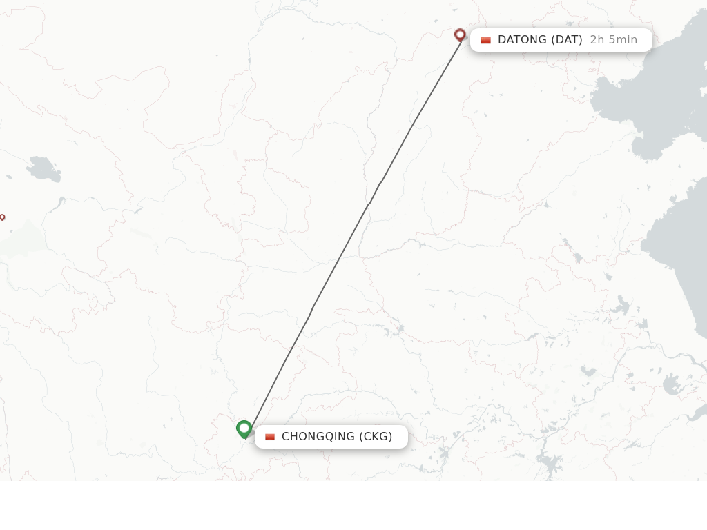 Flights from Chongqing to Datong route map