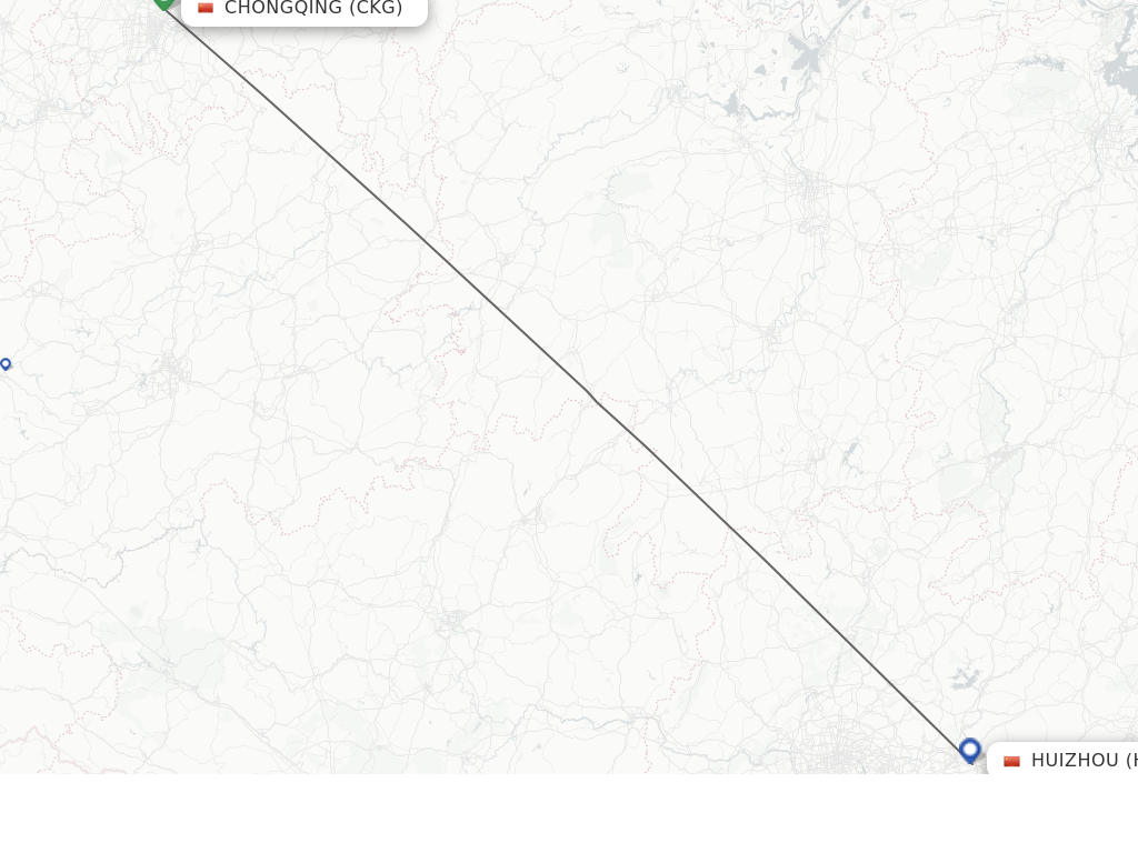 Flights from Chongqing to Huizhou route map