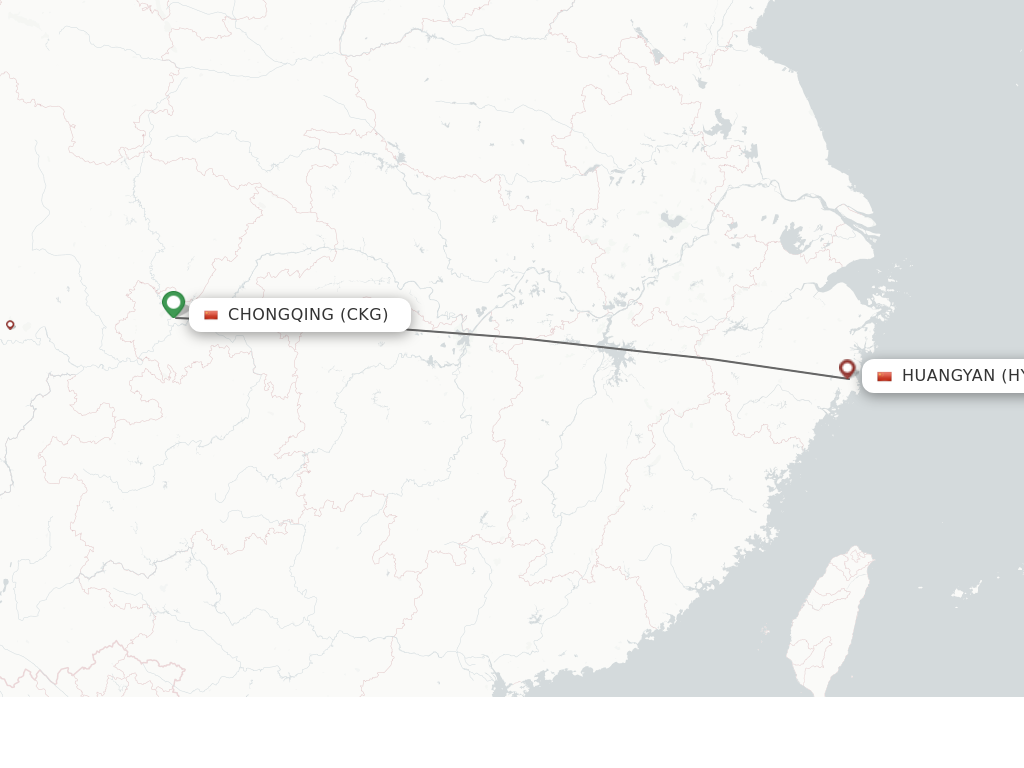 Flights from Chongqing to Taizhou route map