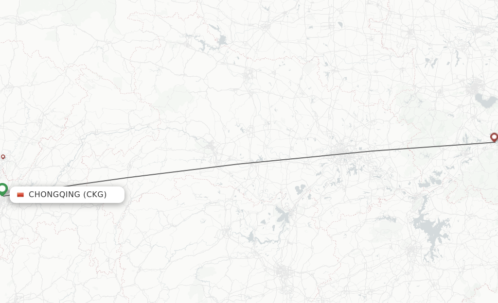 Flights from Chongqing to Chizhou route map