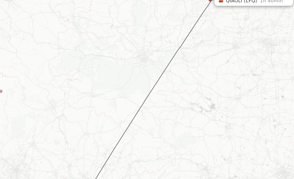 Flights from Chongqing to Qiaoli route map